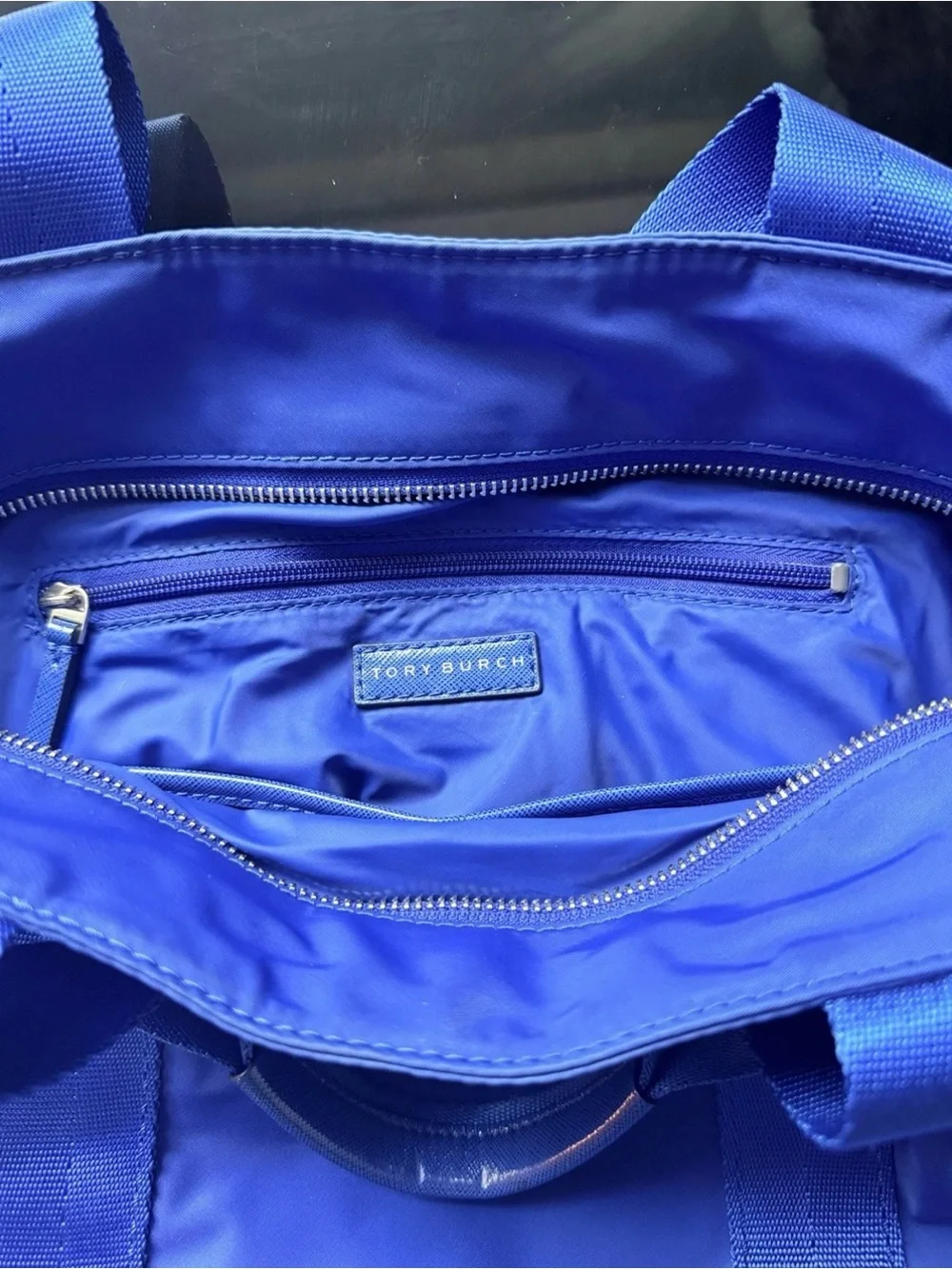 Tory Burch Quinn Blue Nylon Tote Bag
